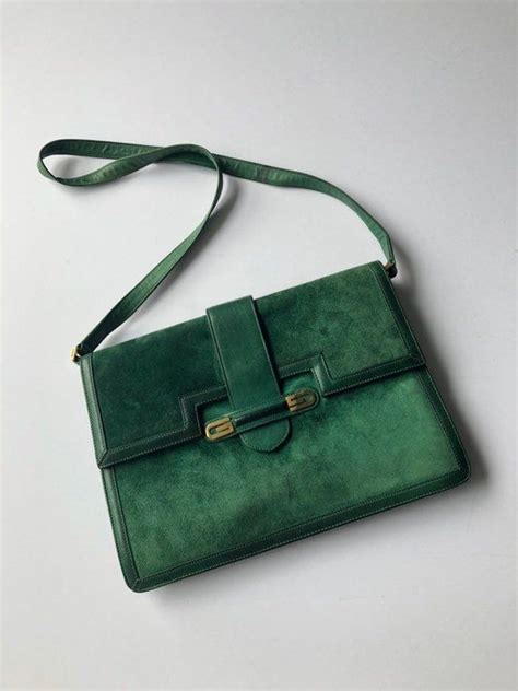 90s gucci green handbags|gucci vintage suede bag.